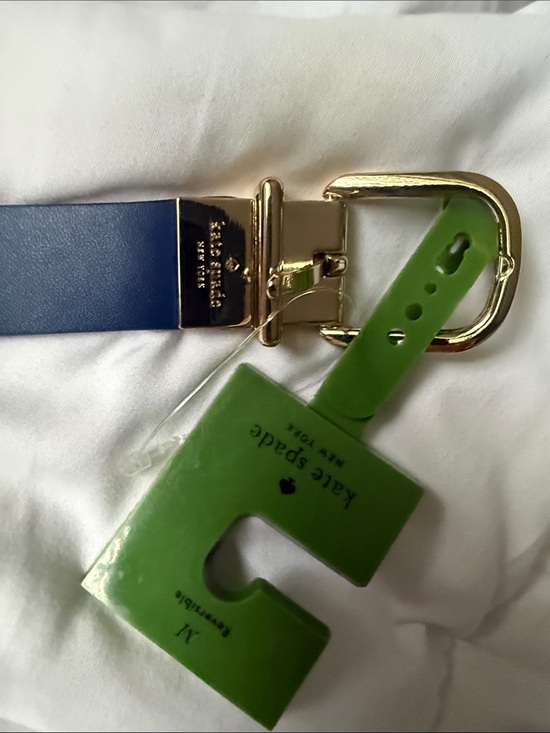 Other - Kate Spade Blue Leather-Look Smart Belt with Metal Buckle